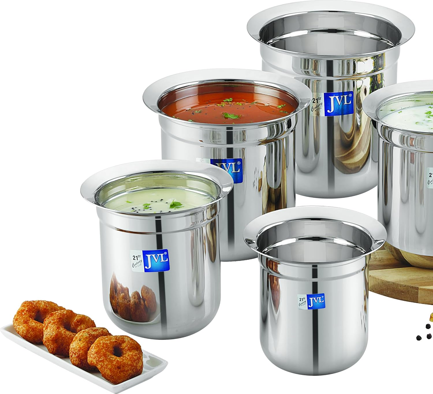 JVL Classicware Stainless Steel Gunj Multi-Purpose Storage & Serving Container with Spill-Free Pouring Mirror Finish Ideal for Milk, Rasam, Juices, Snacks & Cooked Food (3.1 Liters)