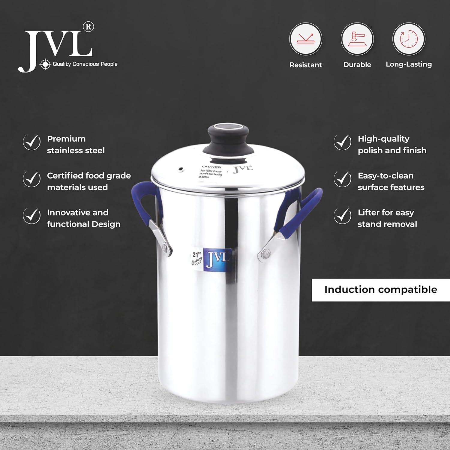 JVL Stainless Steel multi purpose Thatte Idly, Idiyappam/Dhokla, and Mini Idly Maker (Full Set) – Includes 1 Idly Cooker, 5 Thatte Idly Plates, 5 Idiyappam/Dhokla Plates, 5 Mini Idly Plates & only 1 single Stand